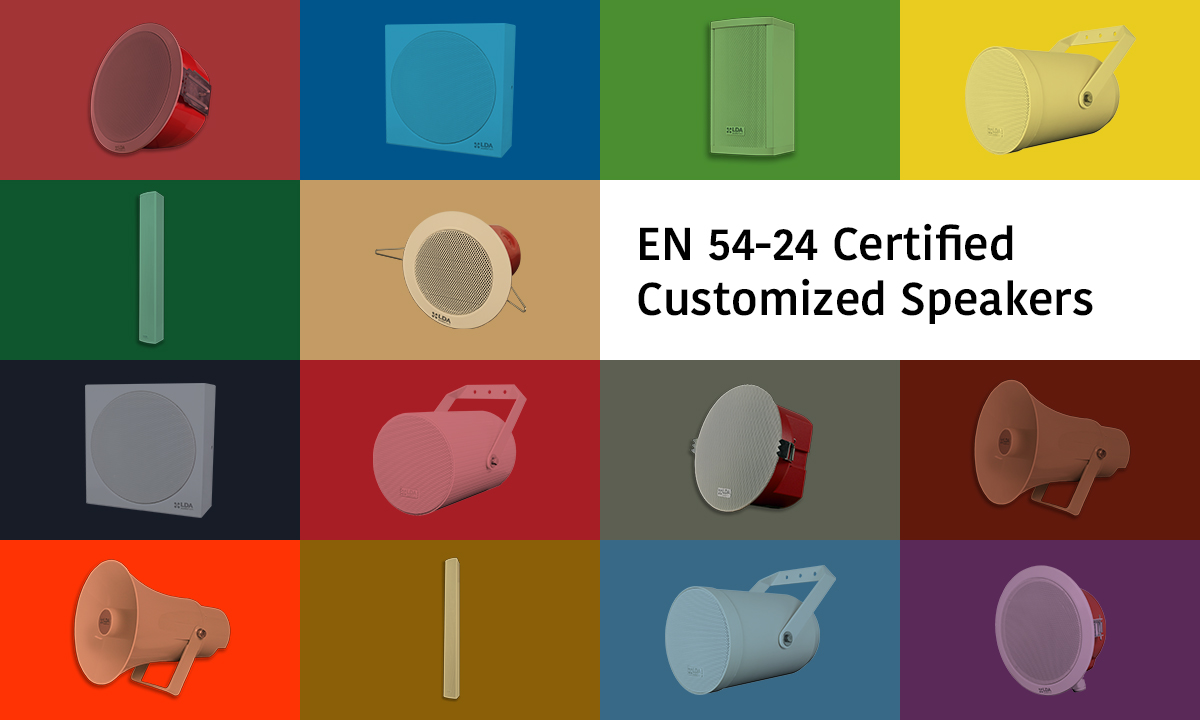 LDA EN 54-24 certified speakers, color custom