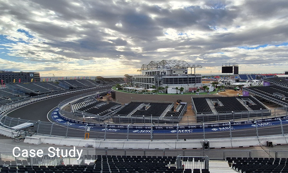 Case study cover showing MADRING grandstands, track and hospitality facilities in Madrid, Spain